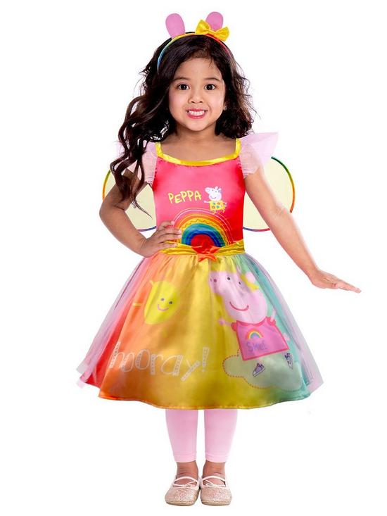 front image of peppa-pig-girls-rainbow-dress
