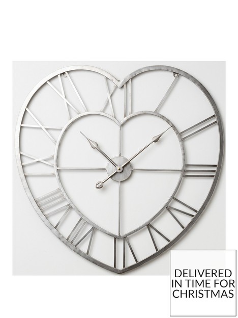 very-home-hometime-metal-heart-shaped-wall-clock