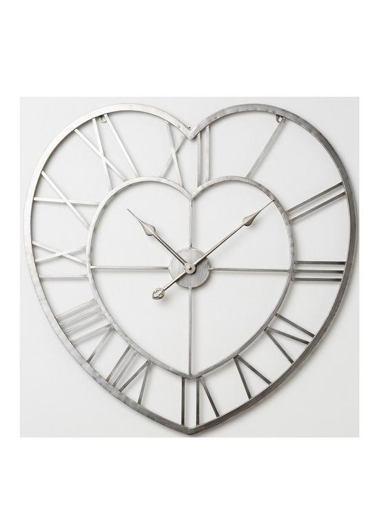front image of very-home-hometime-metal-heart-shaped-wall-clock