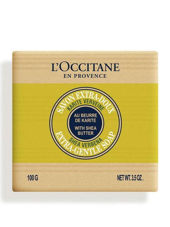 front image of loccitane-shea-verbena-extra-rich-soap-100g