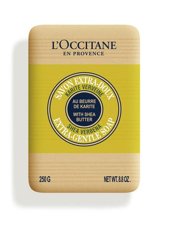 front image of loccitane-shea-verbena-extra-gentle-soap-250g