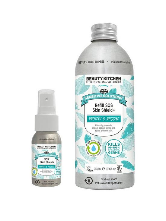front image of beauty-kitchen-sensitive-solutions-the-sustainables-sos-skin-shield-starter-kit-total-weight-350ml