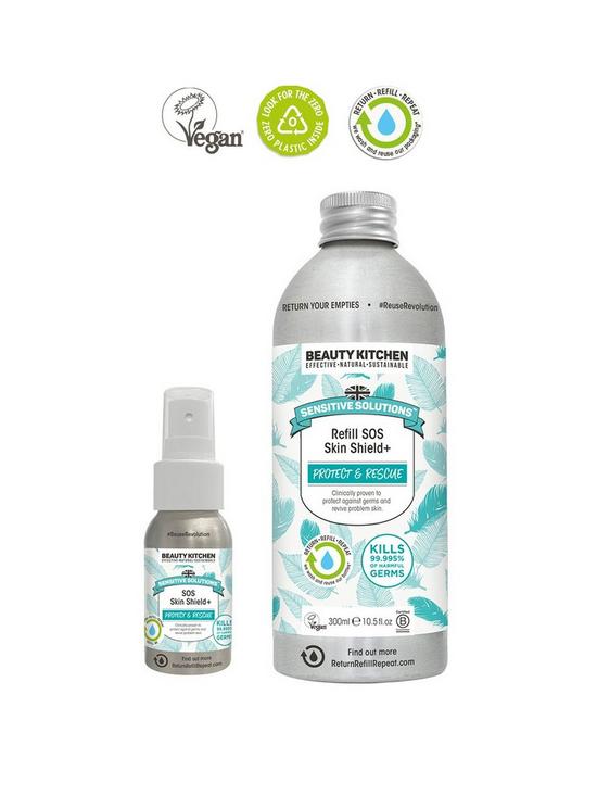 stillFront image of beauty-kitchen-sensitive-solutions-the-sustainables-sos-skin-shield-starter-kit-total-weight-350ml