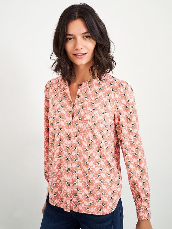 front image of white-stuff-fenella-printed-shirt-pink