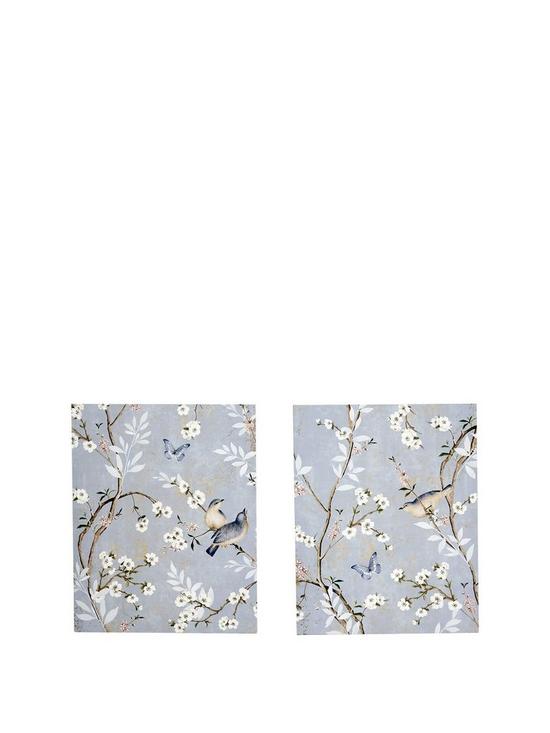 front image of arthouse-set-of-2-blossom-butterflies-canvas-wall-arts