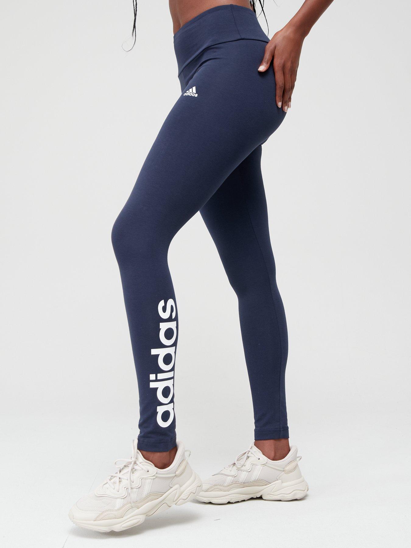 front image of adidas-sportswear-womens-linear-leggings-navy