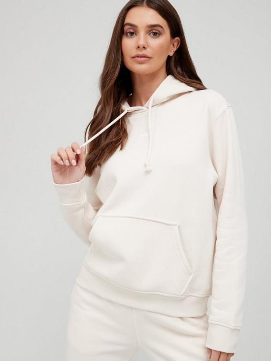 front image of adidas-originals-fleece-hoodie-off-white