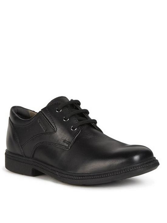 front image of geox-federico-lace-school-shoes-black
