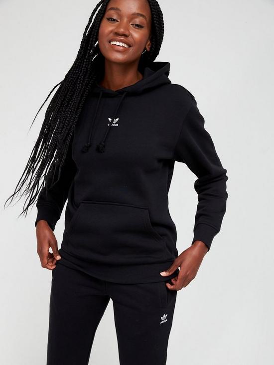 front image of adidas-originals-fleece-hoodie-black