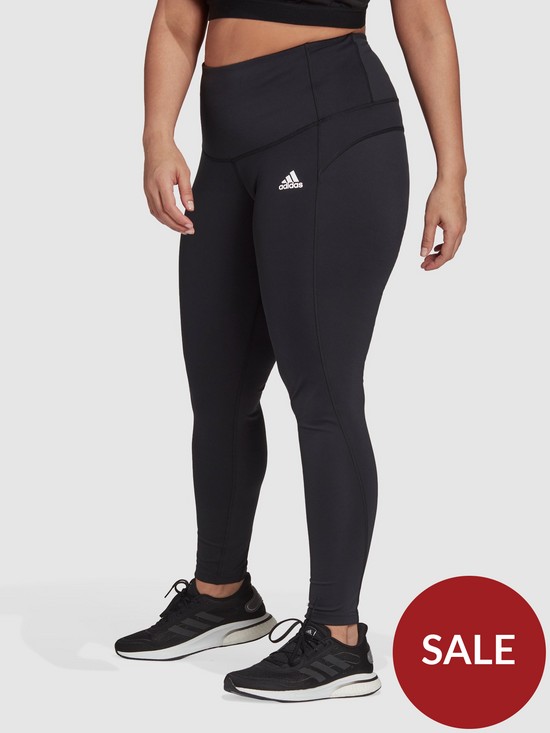 front image of adidas-style-leggings-plus-size-blackwhite