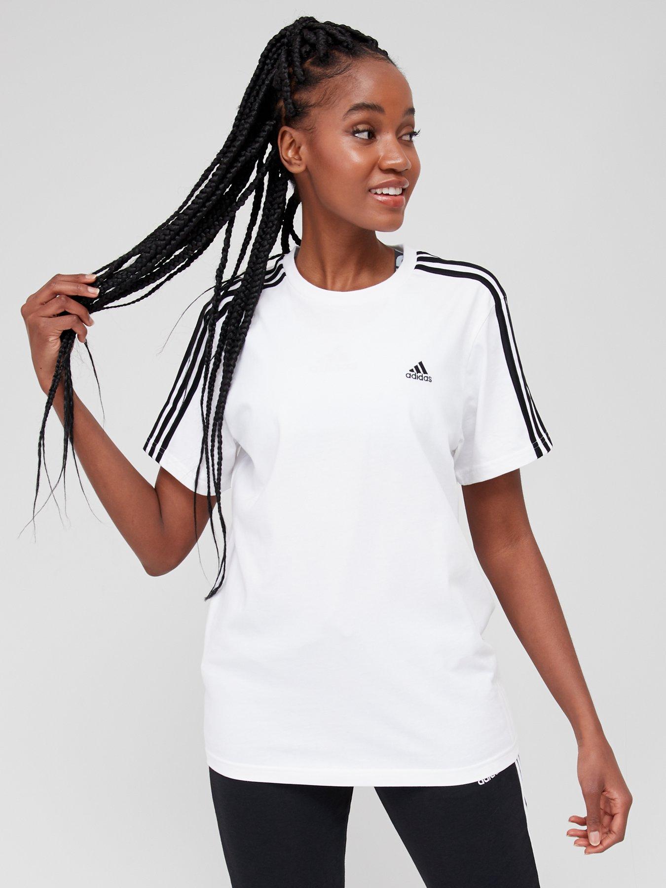 Adidas black and white t store shirt women's