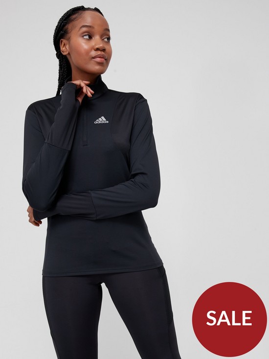 front image of adidas-response-running-womens-long-sleeve-t-shirt-black
