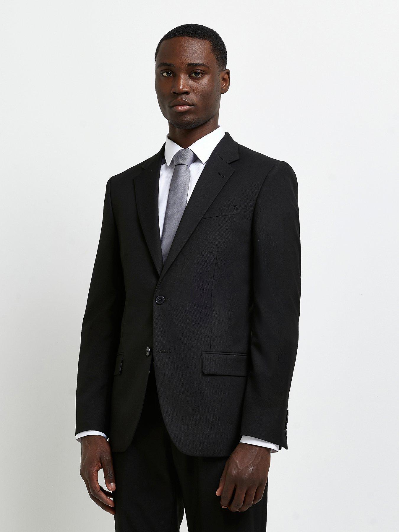 undefined Skinny Twill Suit Jacket - Black