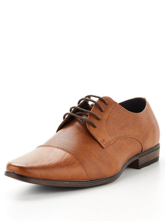 front image of river-island-emboss-toe-leather-derby-shoes-brown