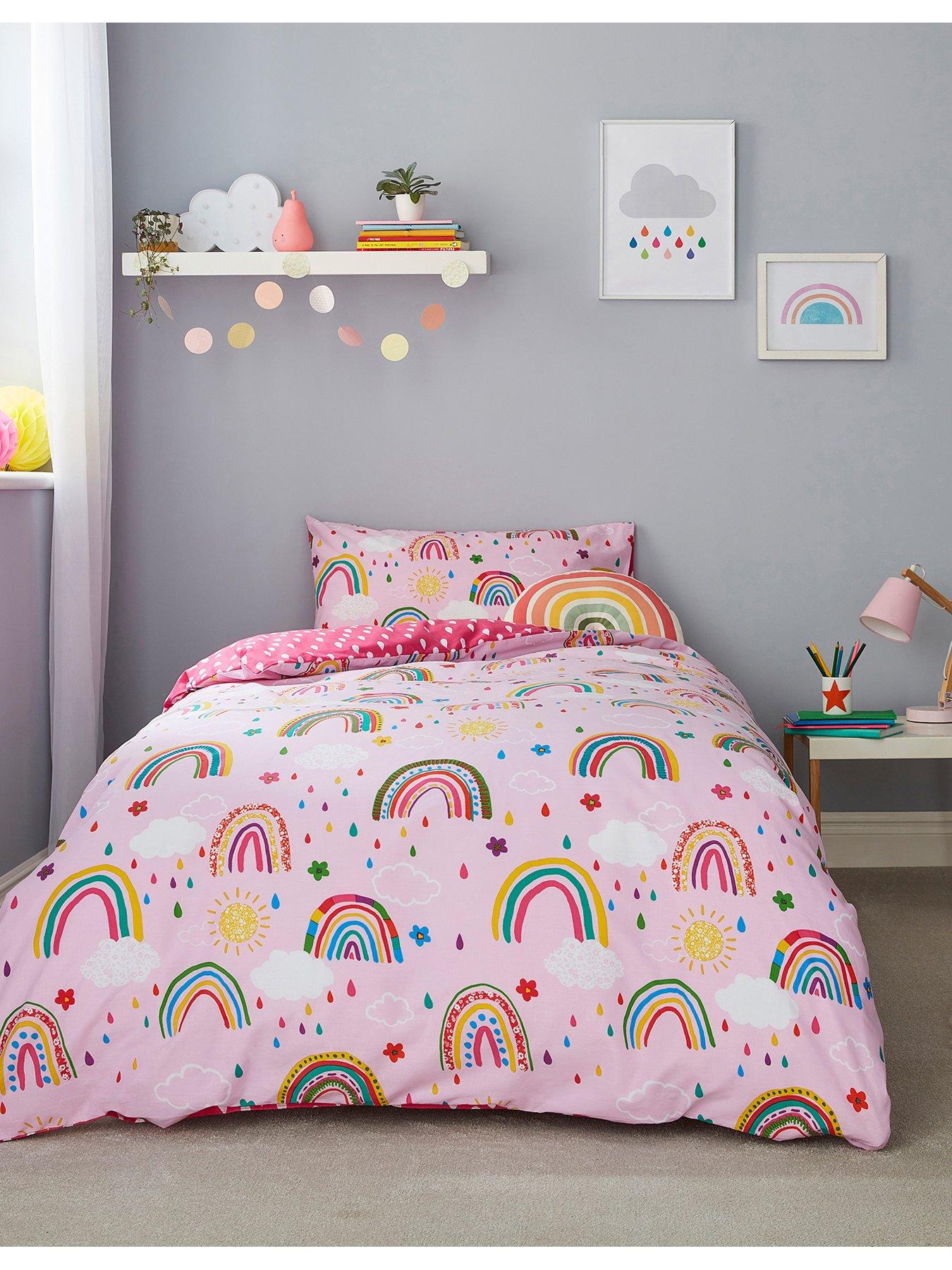 undefined Healthy Growth Reversible Rainbow Duvet Cover Set - Pink