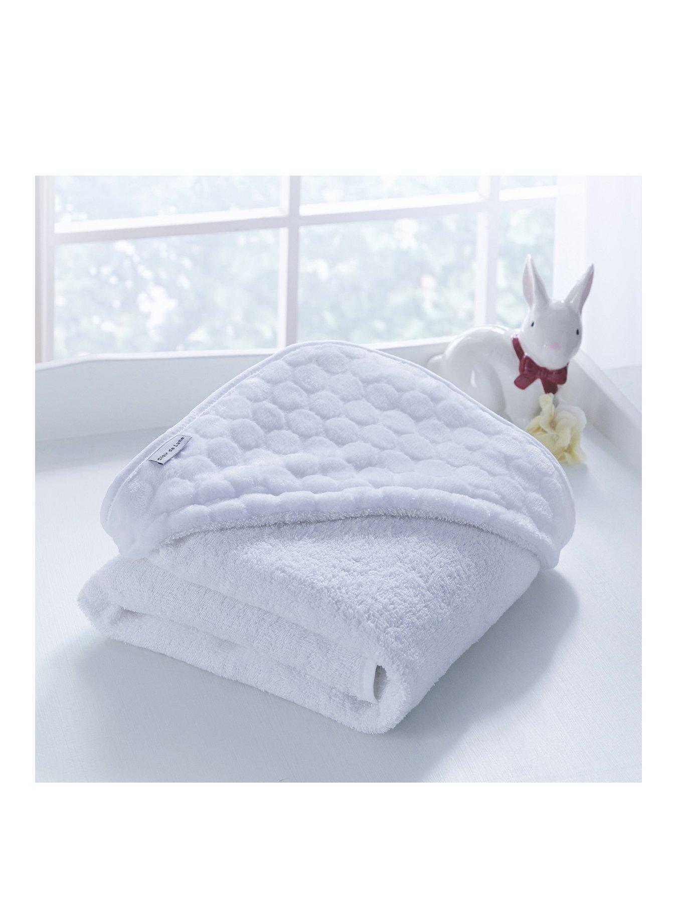  image of clair-de-lune-marshmallow-baby-hooded-towel-70-x-70-cm-white