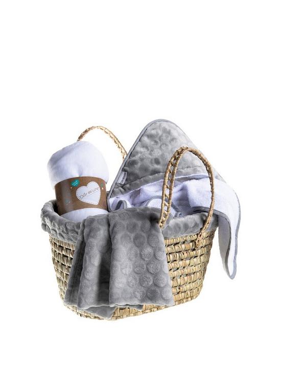 front image of clair-de-lune-marshmallow-babys-firstnbspmoses-gift-set-grey