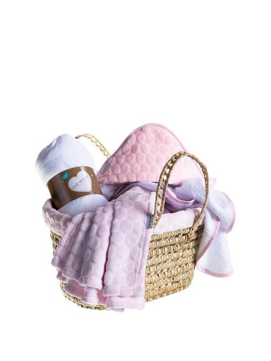 front image of clair-de-lune-marshmallow-babys-firstnbspmoses-gift-set-pink