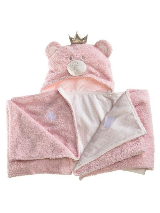 stillFront image of clair-de-lune-little-bear-hooded-blanket-pink