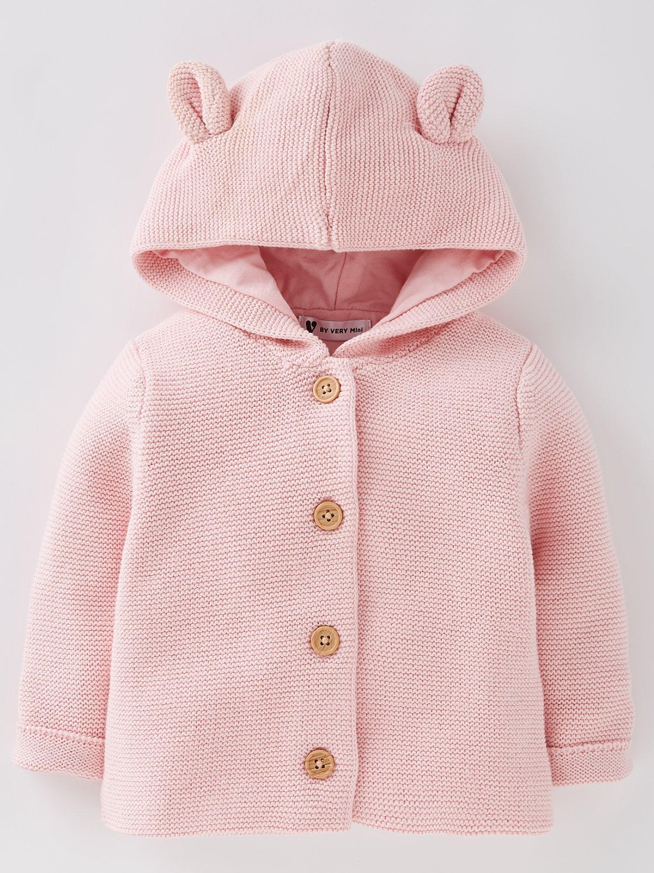 Image 1 of 3 of The Very Collection Girls Lined Hooded Button Cardigan - Pink
