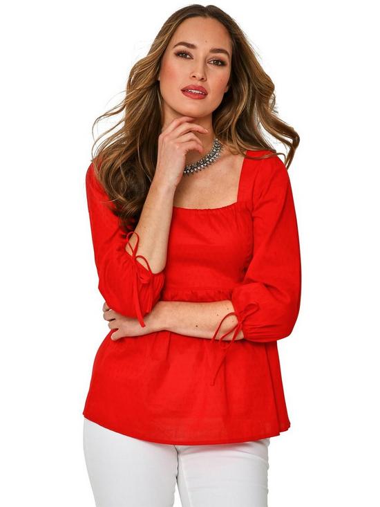 front image of joe-browns-square-neck-smock-top-red