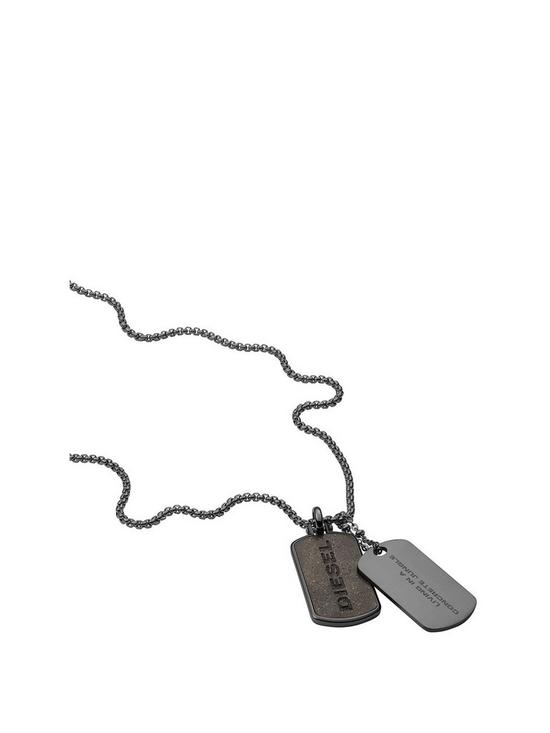 front image of diesel-stainless-steel-silver-double-dogtags