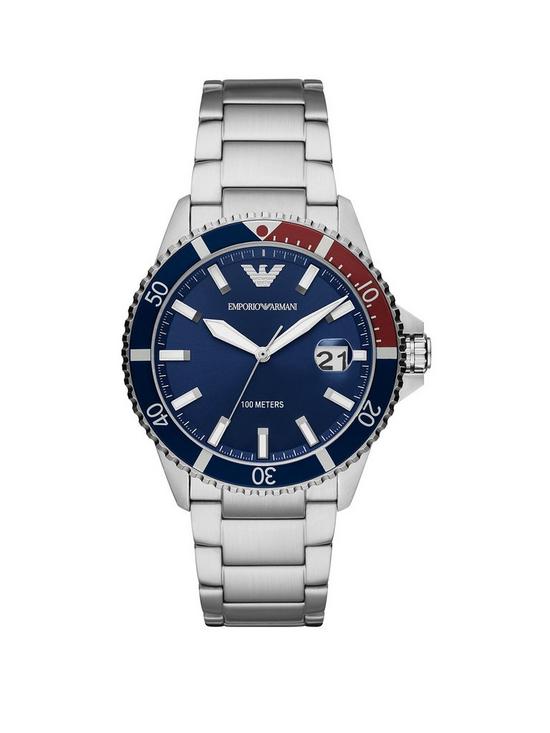 front image of emporio-armani-blue-dial-stainless-steel-bracelet-watch