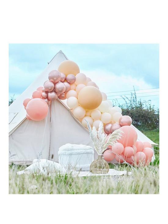 front image of ginger-ray-large-balloon-arch-rose-gold-chrome-nude