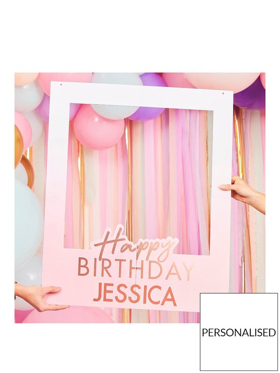 front image of ginger-ray-rose-gold-foiled-personalised-happy-birthday-polaroid-frame