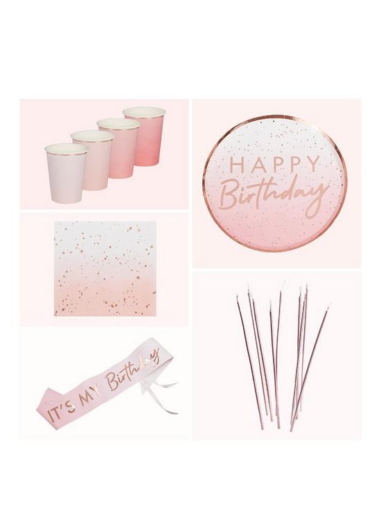 front image of ginger-ray-rose-gold-ombre-birthday-party-bundle