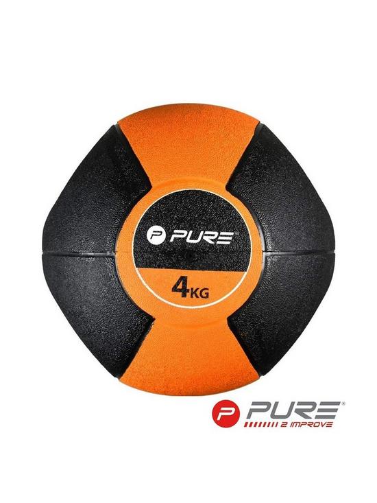 stillFront image of pure2improve-deluxe-medicine-ball-with-handles-4kg