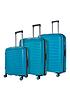  image of rock-luggage-sunwave-8-wheel-suitcases-3-piece-set-blue