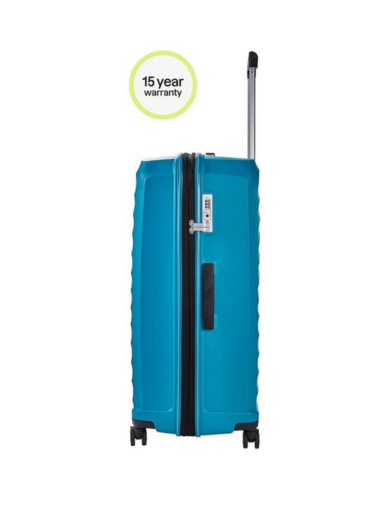 stillFront image of rock-luggage-sunwave-8-wheel-suitcases-3-piece-set-blue