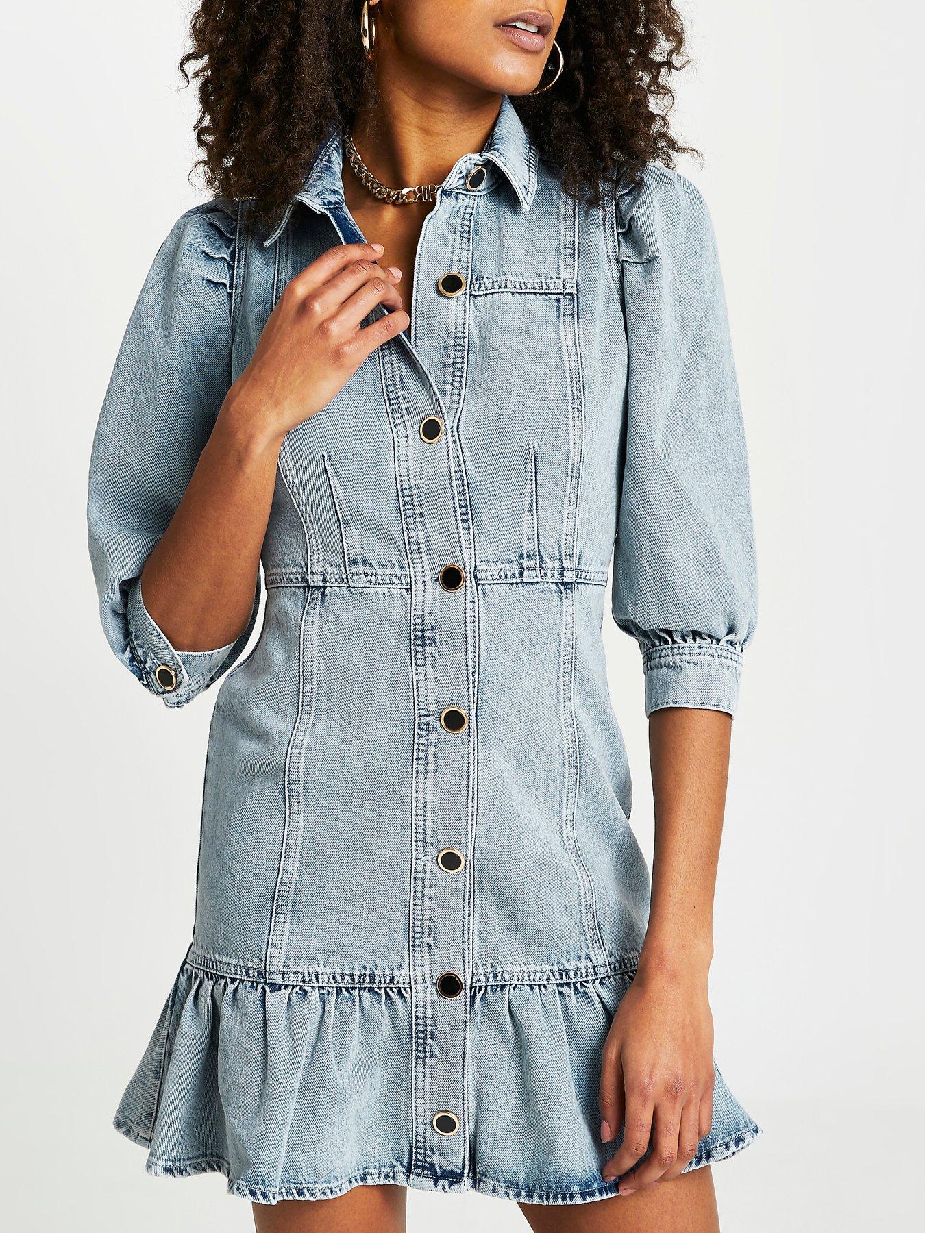 river island button down dress