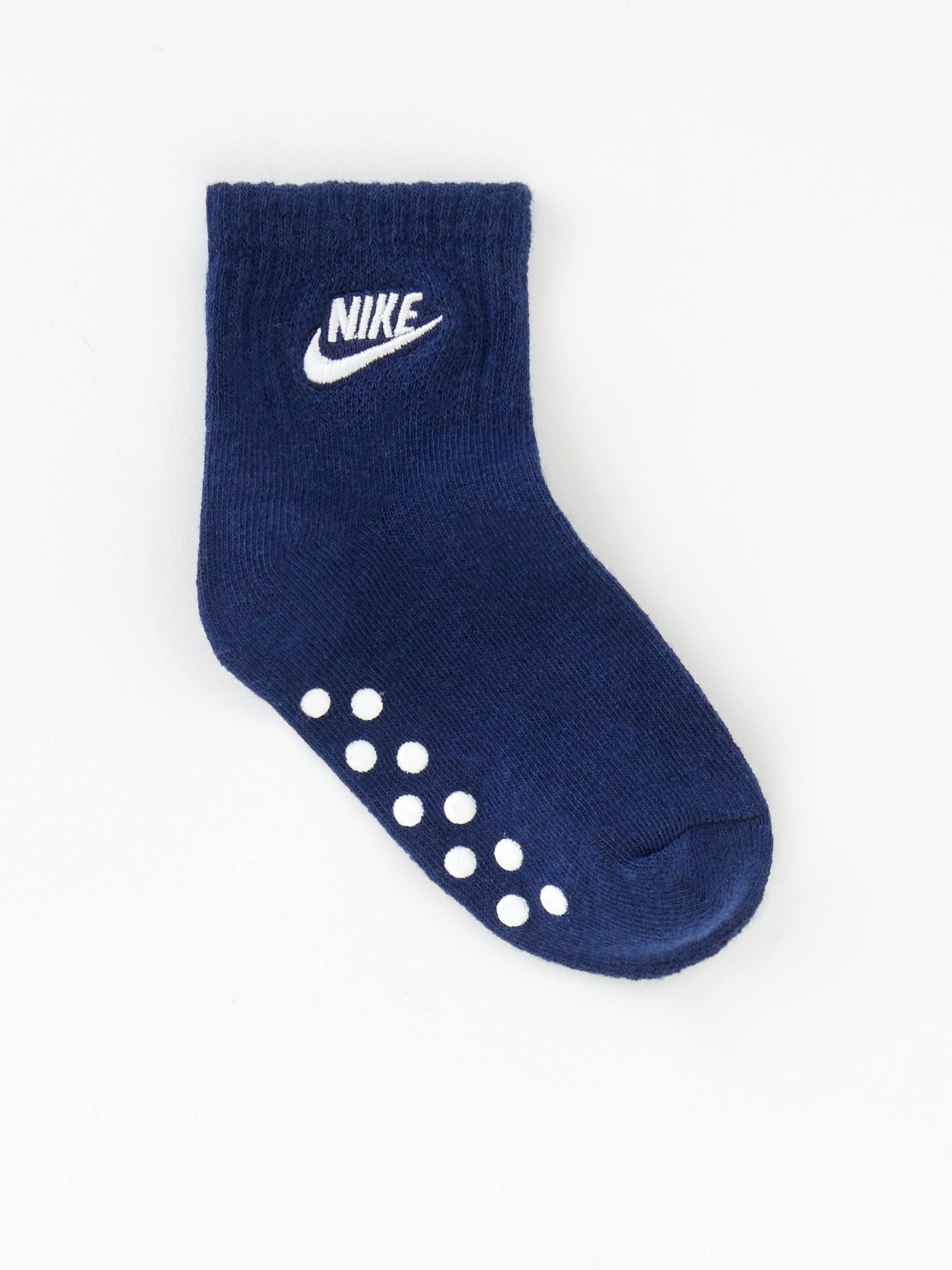 Nike Younger 3 Pack Core Futura Gripper Socks - Navy/Grey/White ...