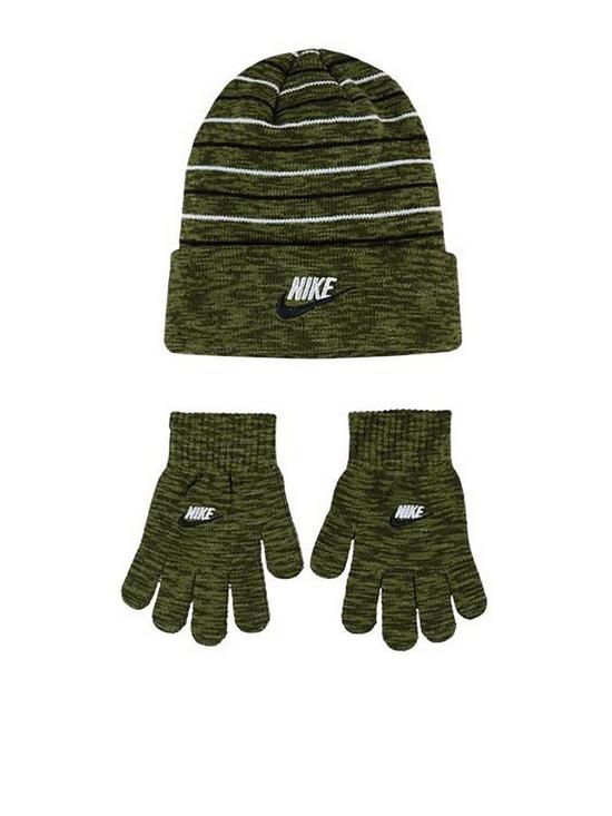 front image of nike-younger-space-dyed-beanie-and-gloves-set