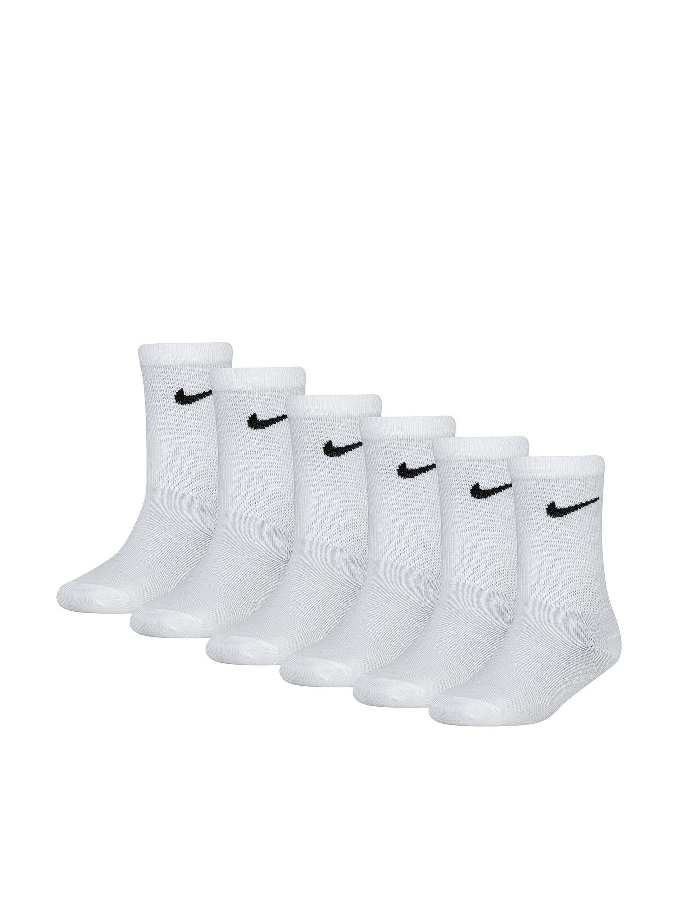 Nike Kids Unisex 6 Pack Crew Socks - White