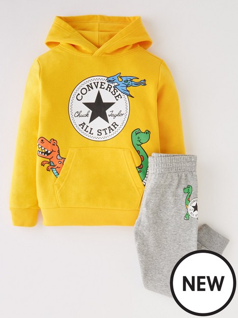 converse-dino-friends-pullover-hoodie-set-yellowgrey