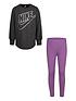  image of nike-younger-sportswear-fleece-legging-set-purple