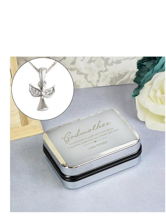front image of personalised-godmother-box-with-angel-pendant-necklace