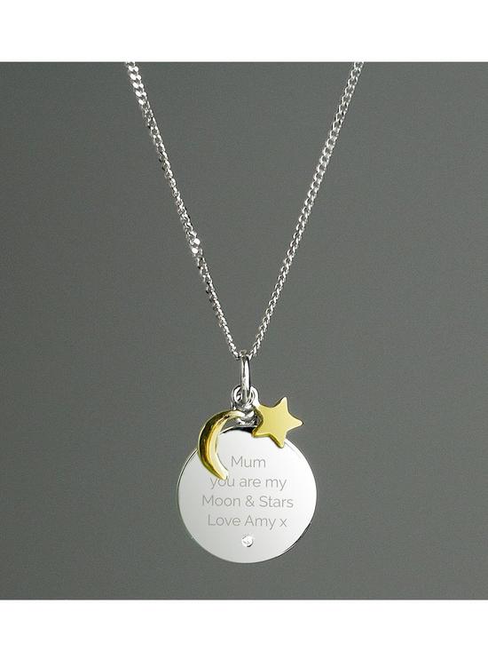 front image of the-love-silver-collection-personalised-sterling-silver-9ct-gold-plated-i-love-you-to-the-moon-and-back-necklace