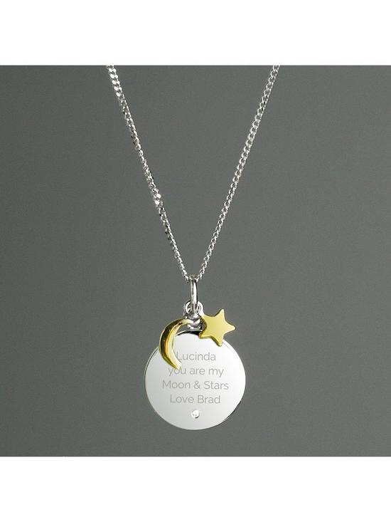 back image of the-love-silver-collection-personalised-sterling-silver-9ct-gold-plated-i-love-you-to-the-moon-and-back-necklace