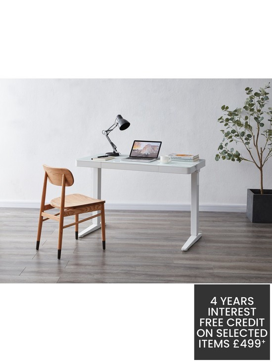 stillFront image of koble-lana-20-desk-with-wireless-charging-bluetooth-speakers-and-electric-height-adjustmentnbsp--white