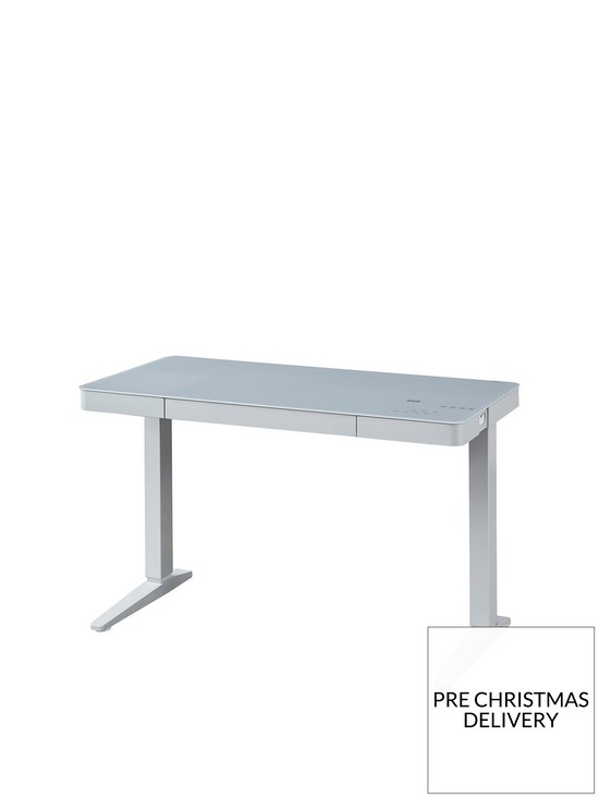 front image of koble-lana-20-desk-with-wireless-charging-bluetooth-speakers-and-electric-height-adjustmentnbsp--grey