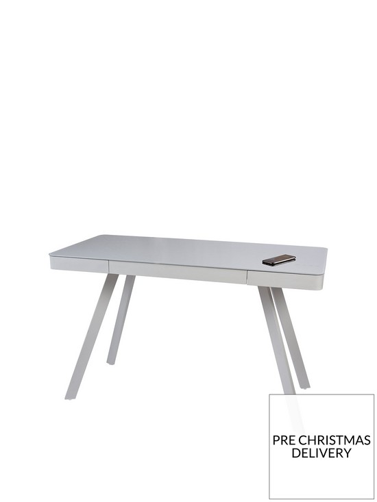 front image of koble-silas-20-desk-with-wireless-charging-speakers-and-bluetooth-connectionnbsp--light-grey