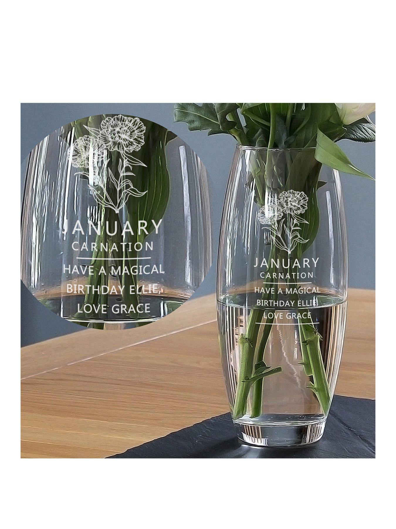 undefined Personalised Birth Flower Engraved Vase