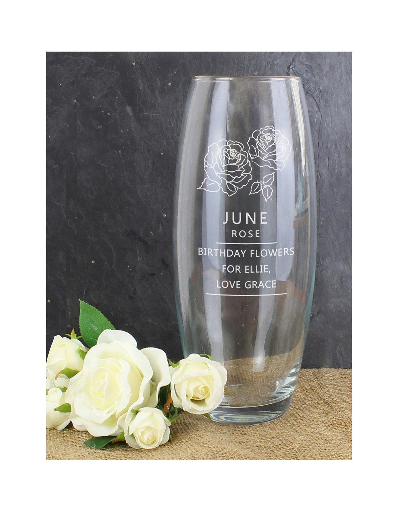 The Personalised Memento Company Personalised Birth Flower Engraved Vase