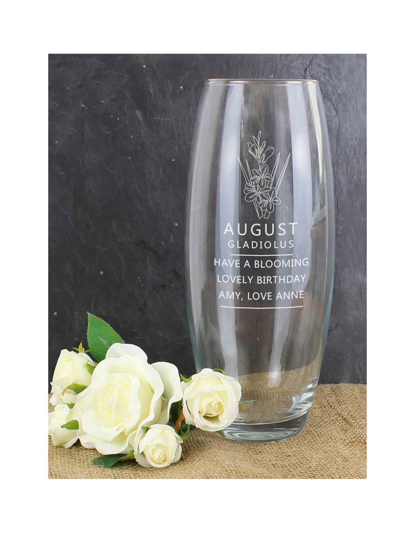 undefined Personalised Birth Flower Engraved Vase