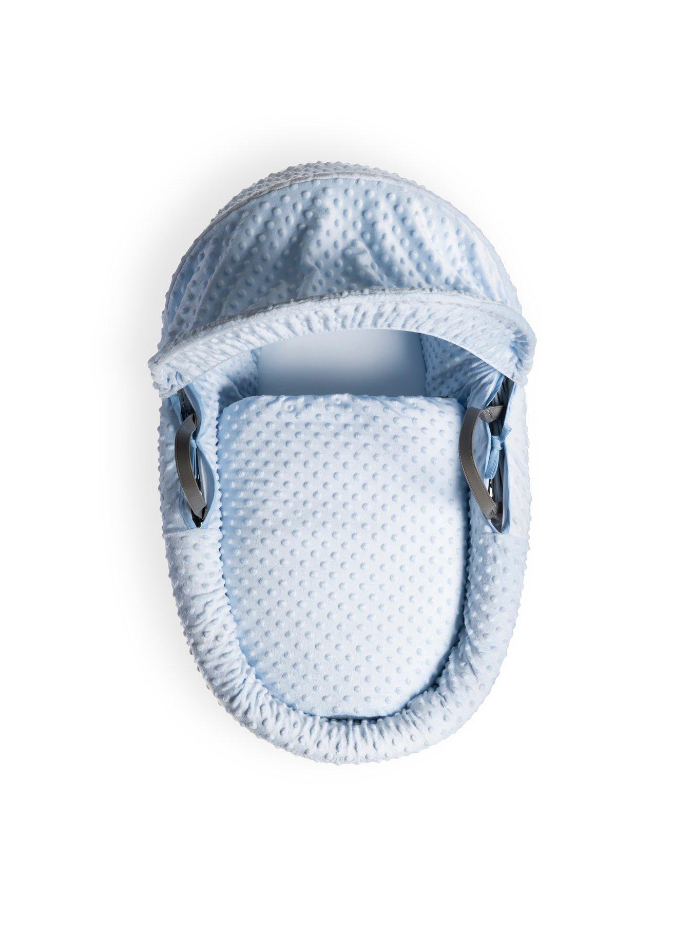  image of clair-de-lune-dimple-grey-wicker-basket-with-grey-deluxe-stand-blue