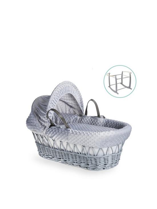 front image of clair-de-lune-dimple-grey-wicker-basket-with-grey-deluxe-stand-grey